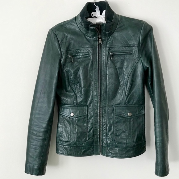 MARC NEW YORK Leather jacket, green - Picture 1 of 11